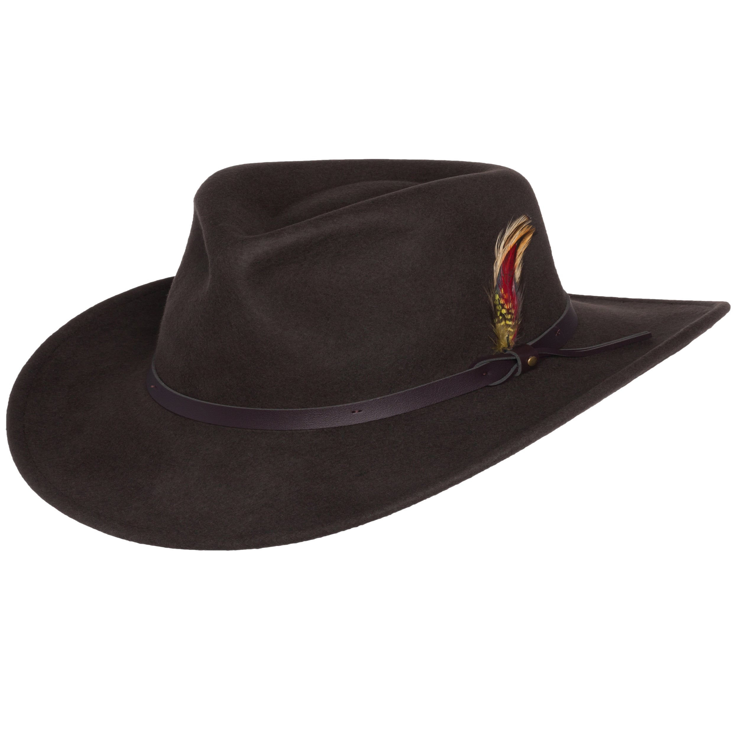 Men’s Outback Wool Cowboy Hat |Montana Brown Crushable Western Felt by Silver Canyon Brown / Large