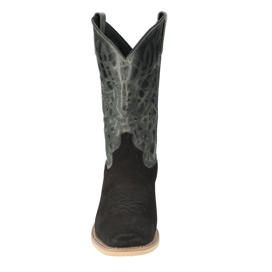 Men's Santa Fe Black/Charcoal Crackle Leather Western Boot