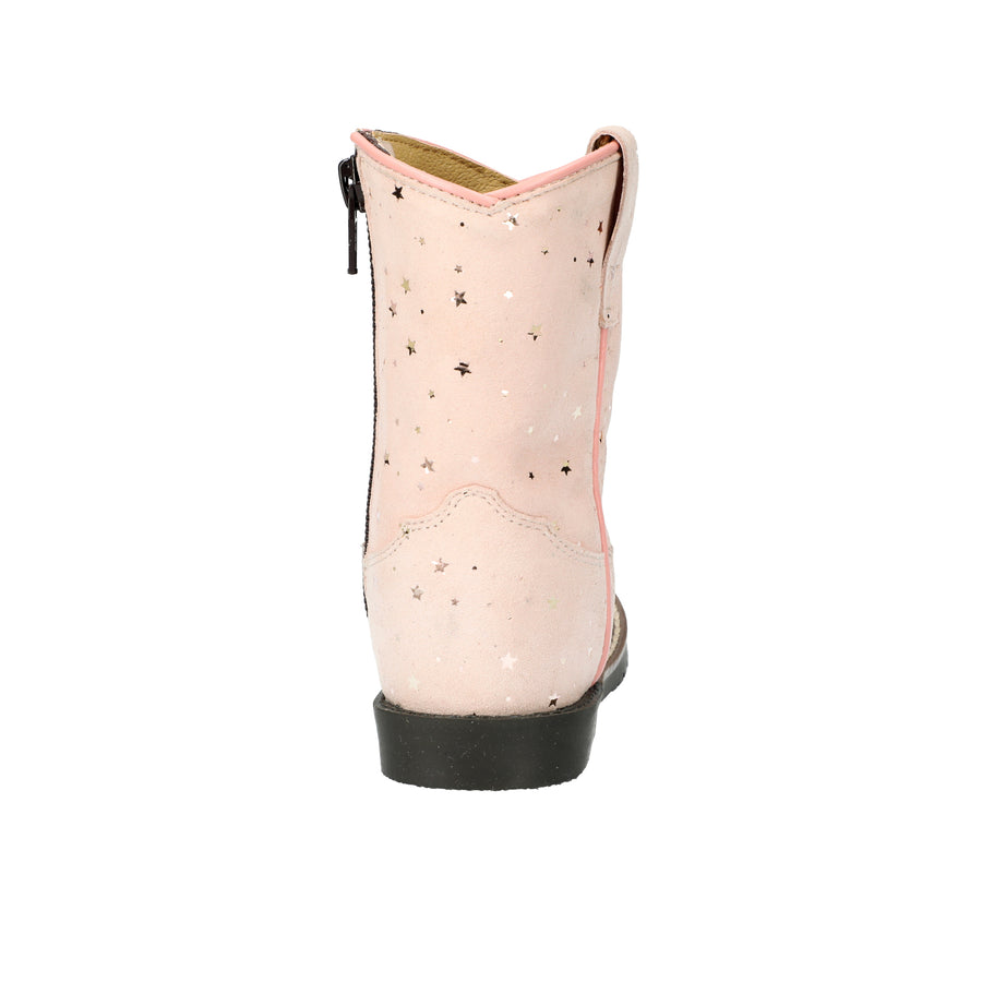 Toddler's Autry Pink Leather Boot with Metallic Stars