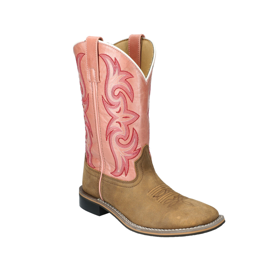 Women's Olivia Brown Distress/Pearl Pink Leather Western Boot
