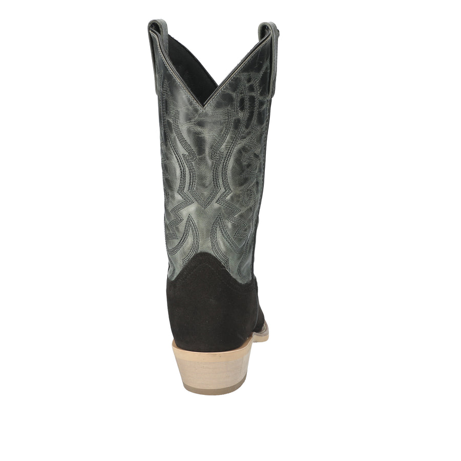 Men's Santa Fe Black/Charcoal Crackle Leather Western Boot