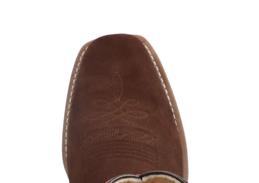 Men's Santa Fe Brown/Burgundy Crackle Leather Western Boot