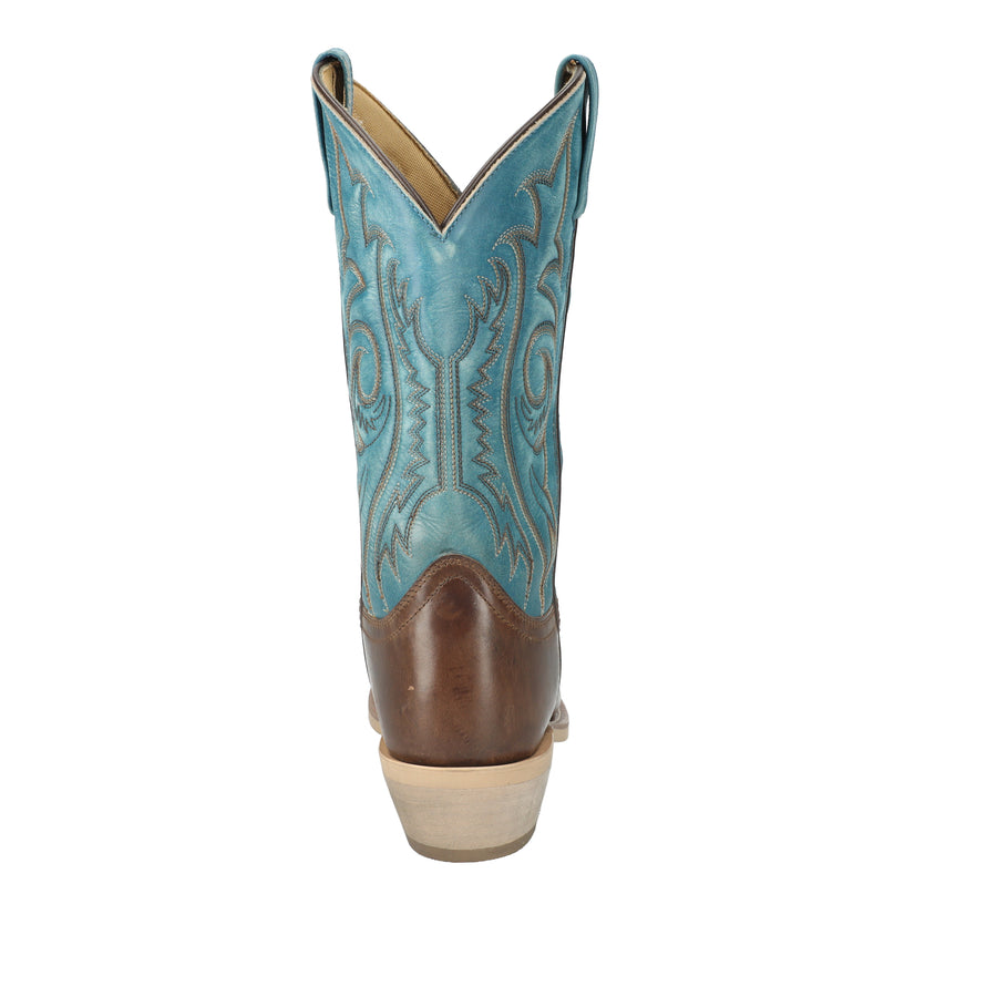 Men's Santa Fe Brown Oil Distress/Vintage Blue Leather Western Boot
