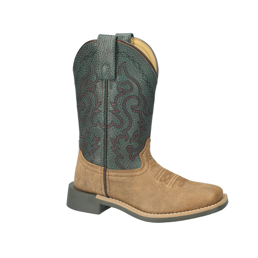 Kid's Midland Brown Distress/Pebble Green Leather Western Boot