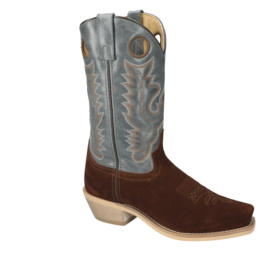 Men's Santa Fe Dark Brown/Blue Leather Western Boot