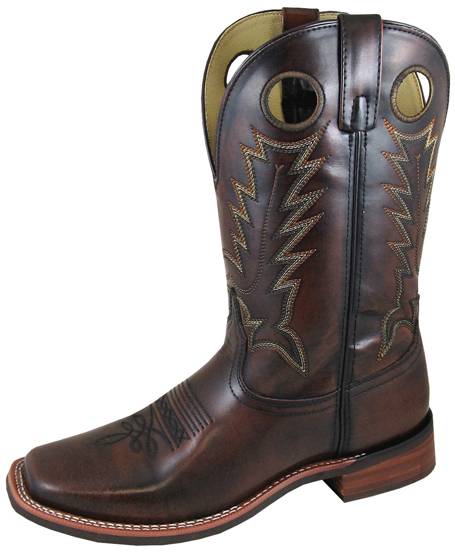 Smoky Mountain Men's Landry Pull On Stitched Design Square Toe Chocolate Brush Off Boots