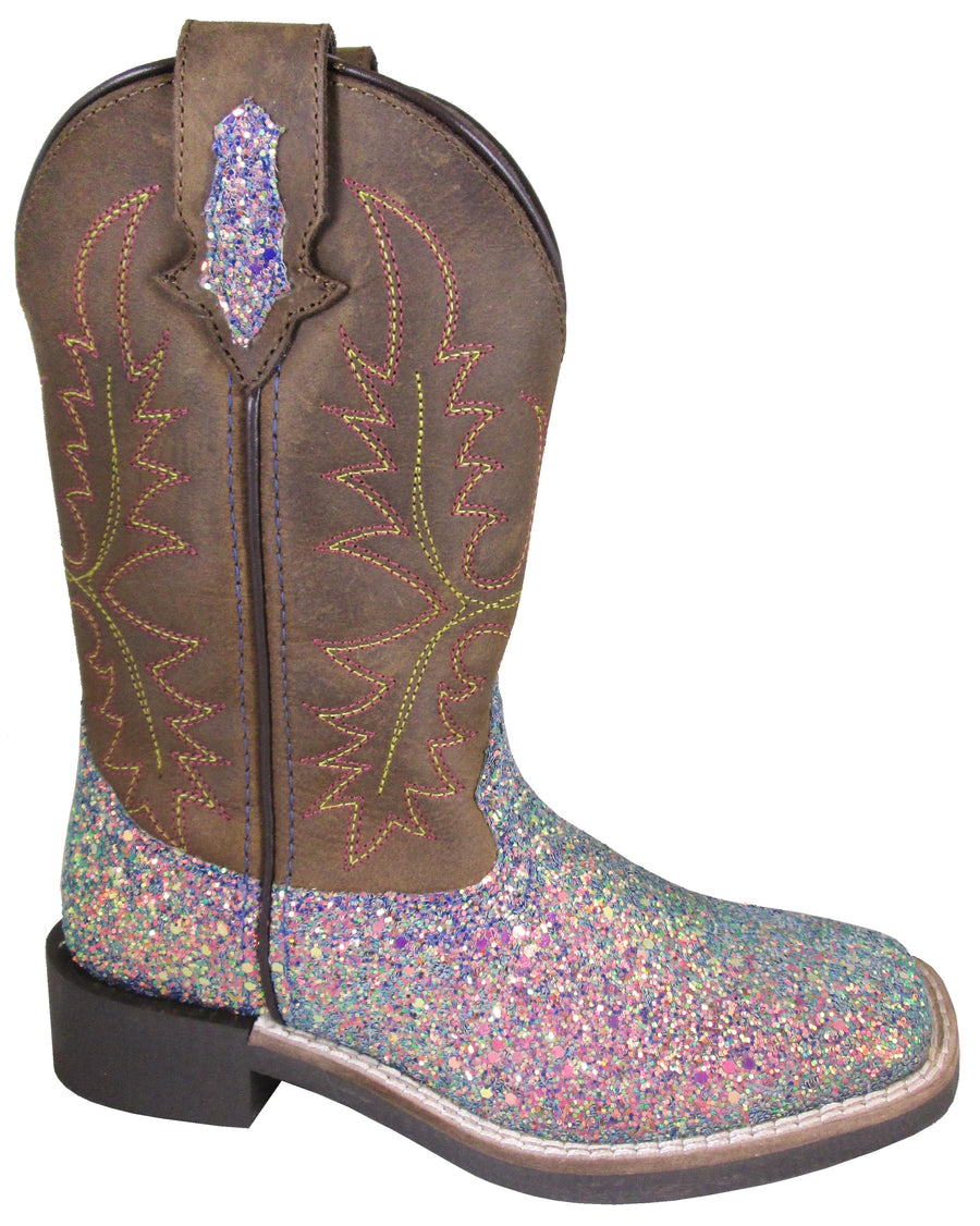 Smoky Children Ariel Pastel Glitter, Crazy Horse Western Cowboy Boot