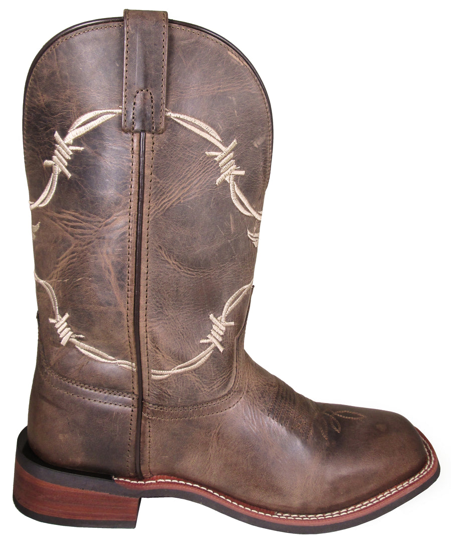 Smoky Men Logan Brown Waxed Distress Leather Western Cowboy Boot