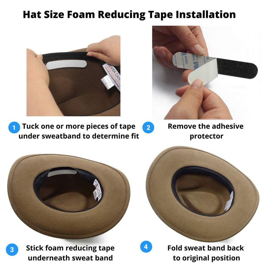 Hat Foam Size Reducer and Resizer Tape, 8-pack (4 Black, 4 White