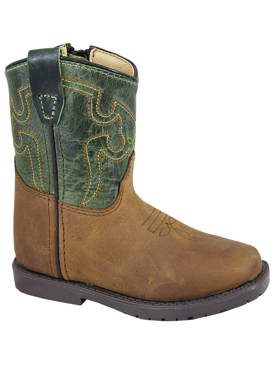 Smoky Mountain Toddlers Brown/Green Autry Square Toe Western Cowboy Boot