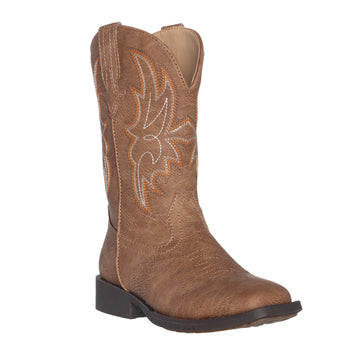 Children Western Kids Cowboy Boot | Austin Brown Square Toe for Boys and Girls by Silver Canyon