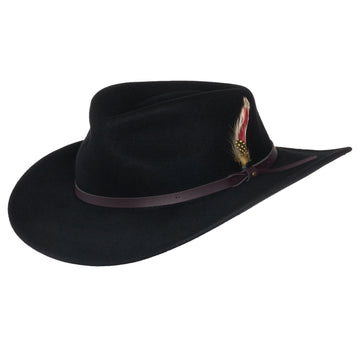 Men’s Outback Wool Cowboy Hat |Montana Black Crushable Western Felt By Silver Canyon