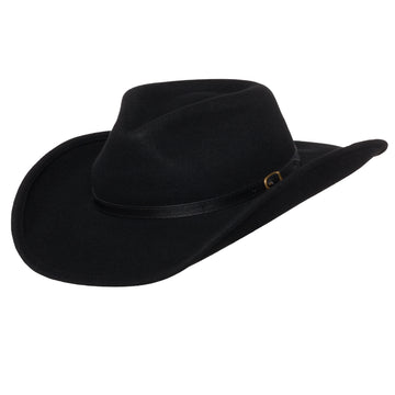 Men’s Outback Wool Cowboy Hat |Dakota Black Shapeable Western Felt by Silver Canyon