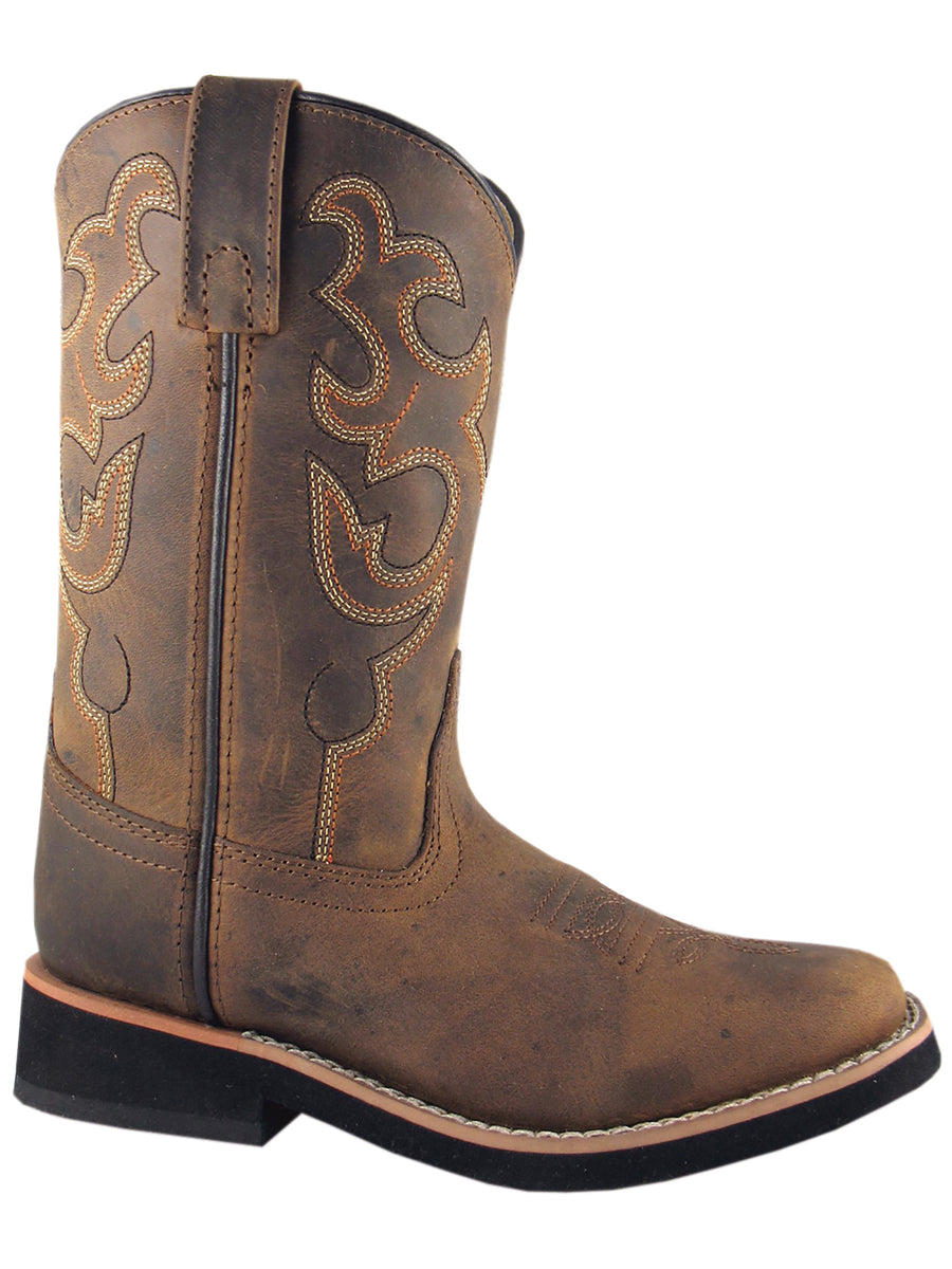 Smoky Mountain Youth Distressed Brown Pueblo Square Toe Cowboy Boot