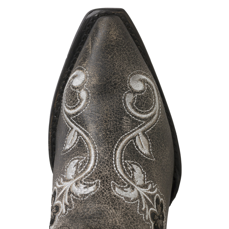 Womens Western Cowgirl Cowboy Boots, Florence Heritage Square Snip Toe by Silver Canyon, Black, Black Flowers