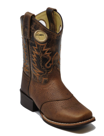 Smoky Mountain Children Luke Square Toe Western Cowboy Boots Brown