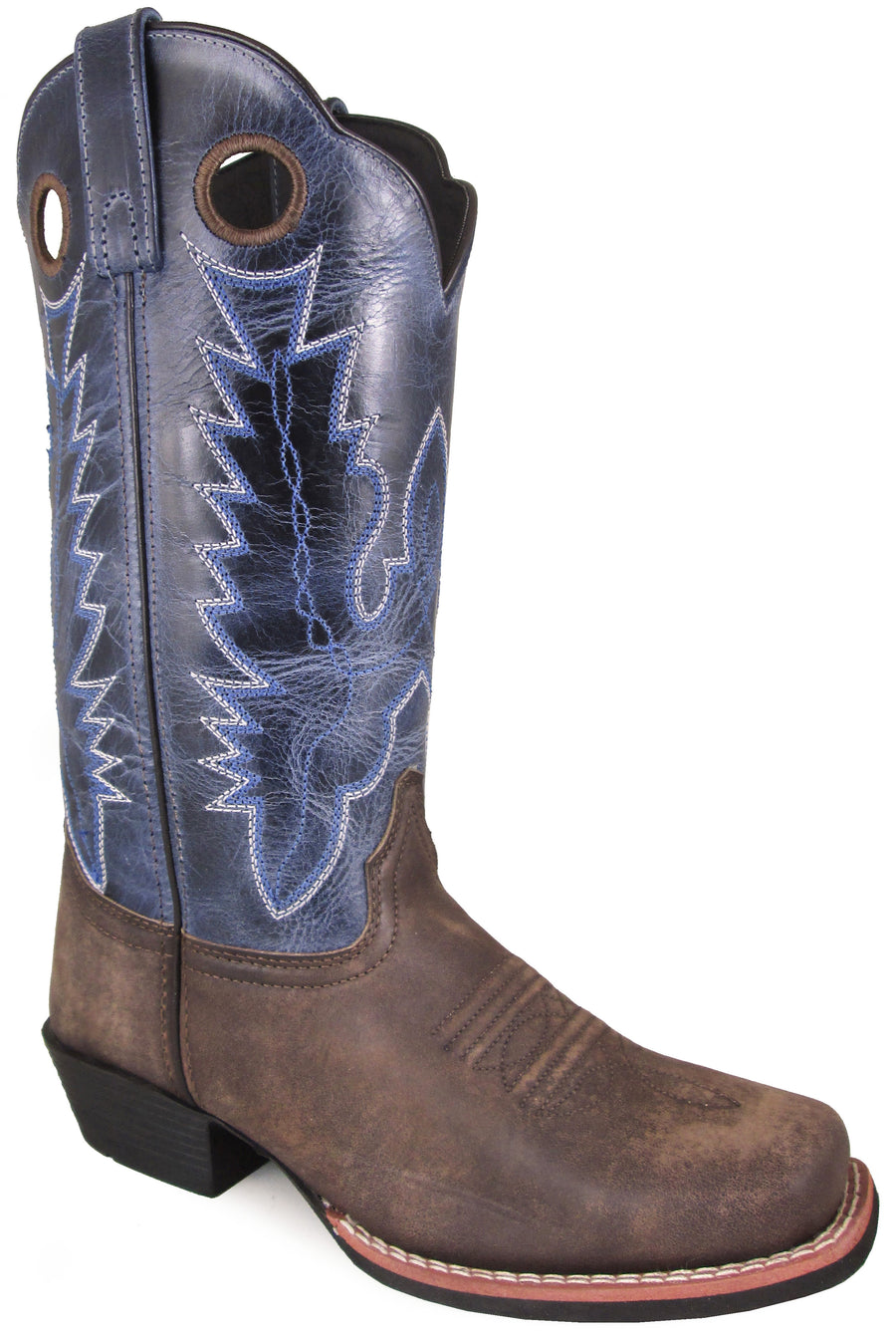 Smoky Mountain Women's Mesa Square Toe Pull On Brown Oil Distressed/Navy Crackle Boots