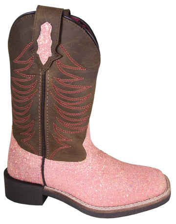 Smoky Children Ariel Pink Glitter, Crazy Horse Western Cowboy Boot