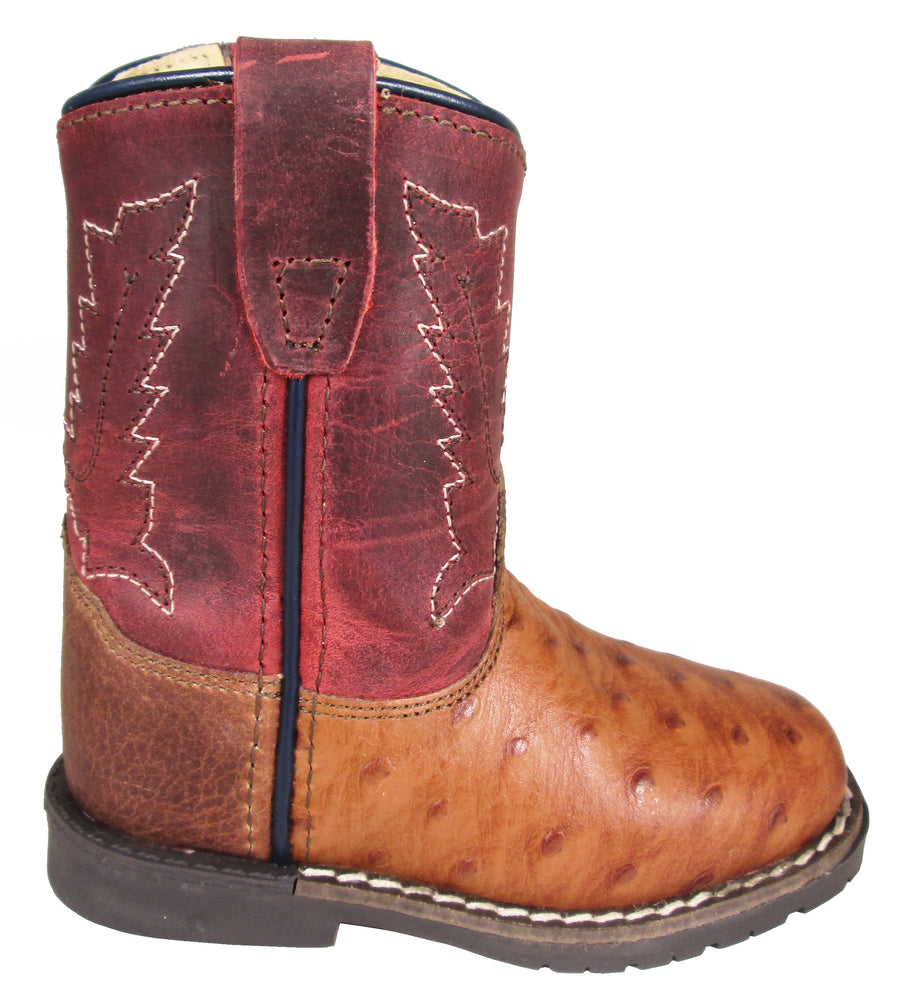 Smoky Toddler Autry Brown Cognac, Red Western Cowboy Boot With Zipper