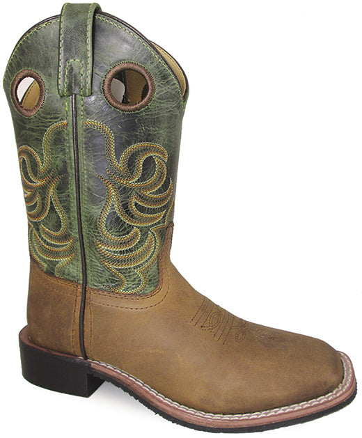 Smoky Mountain Boys Brown/Green Jesse Square Toe Western Cowboy Boot