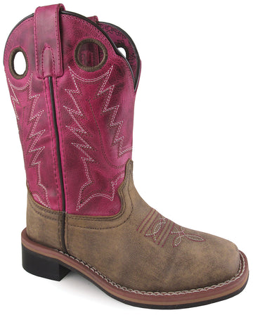 Smoky Girl Tracie Leather Cowboy Boot,Brown/Burnt Apple