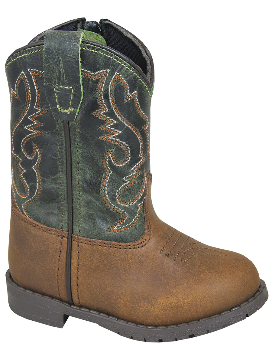 Smoky Mountain Toddlers Brown/Green Hopalong Western Cowboy Boot