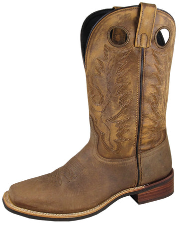 Smoky Mountain Men's Timber Pull On Closure Stitched Design Square Toe Brown Distress Boots