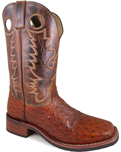 Smoky Mountain Men's Danville Pull On Stitched Textured Square Toe Cognac/Brown Crackle Boots