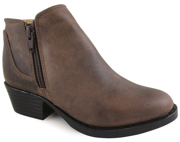 Smoky Girl Luna Distress Leather Cowboy Boot,Brown Oil Distress