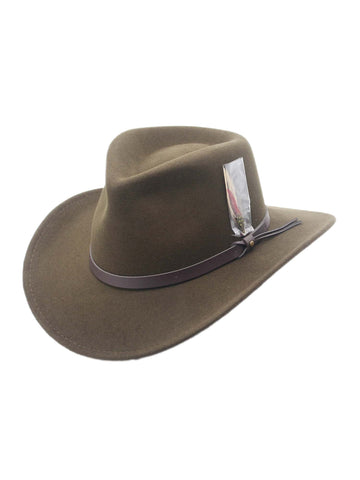 Montana Crushable Wool Felt Western Style Cowboy Hat by Silver Canyon, Olive