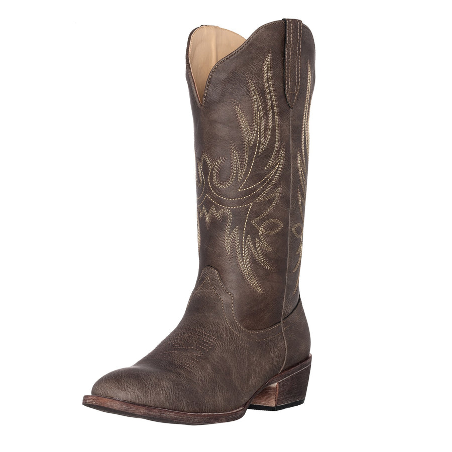 Women's Western Cowgirl Cowboy Boot | Brown Cimmaron Round Toe by Silver Canyon