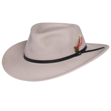 Men’s Outback Wool Cowboy Hat |Montana Putty Silver Belly Crushable Western Felt By Silver Canyon