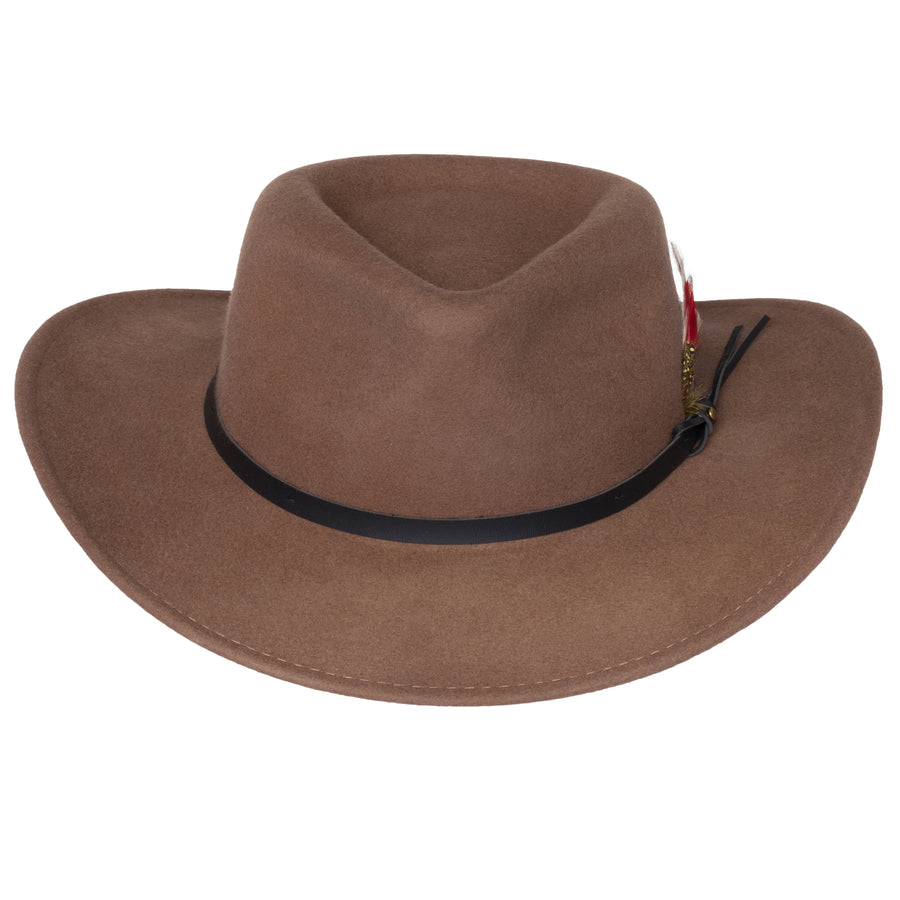 Men’s Outback Wool Cowboy Hat |Montana Pecan Brown Crushable Western Felt By Silver Canyon