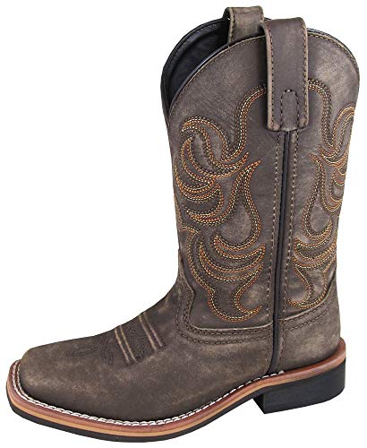 Smoky Children's Leroy Embroidered Vintage Western Cowboy Boots - Chocolate