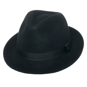 Men’s Wool Fedora Hat | York Black Crushable Snap Brim Wool Felt by Silver Canyon