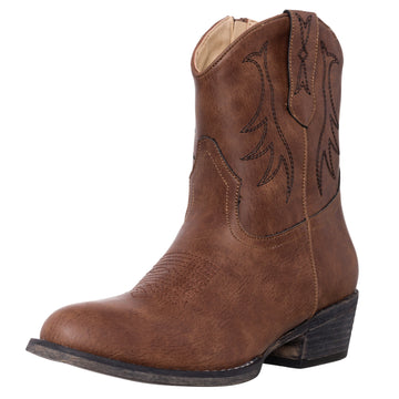 Womens Western Short Cowgirl Cowboy Boot Chestnut Brown Madison Round Toe by Silver Canyon