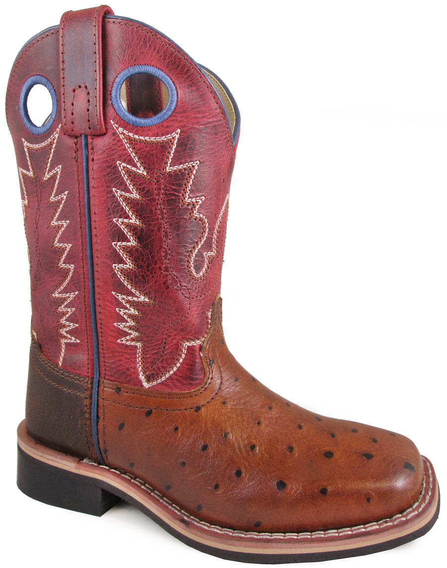 Smoky Mountain Youths' Cheyenne Pull On Square Toe Distressed Cognac/Red Crackle Boots
