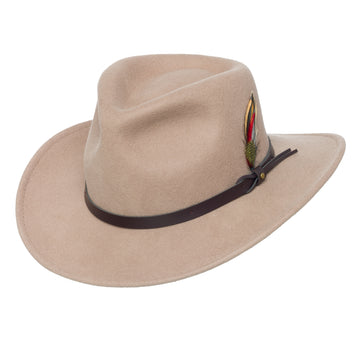 Men’s Outback Wool Cowboy Hat Montana Putty Crushable Western Felt By Silver Canyon