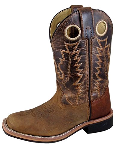 Smoky Children's Kid's  Jesse Brown Distress and Brown Crackle Leather Western Cowboy Boot