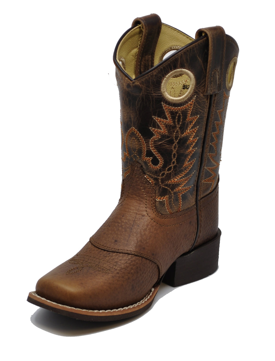 Smoky Mountain Youth Luke Square Toe Western Cowboy Boots Brown