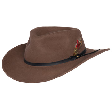 Men’s Outback Wool Cowboy Hat |Montana Pecan Brown Crushable Western Felt By Silver Canyon