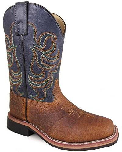 Smoky Children's Kid's  Jesse Brown and Navy Leather Western Cowboy Boot