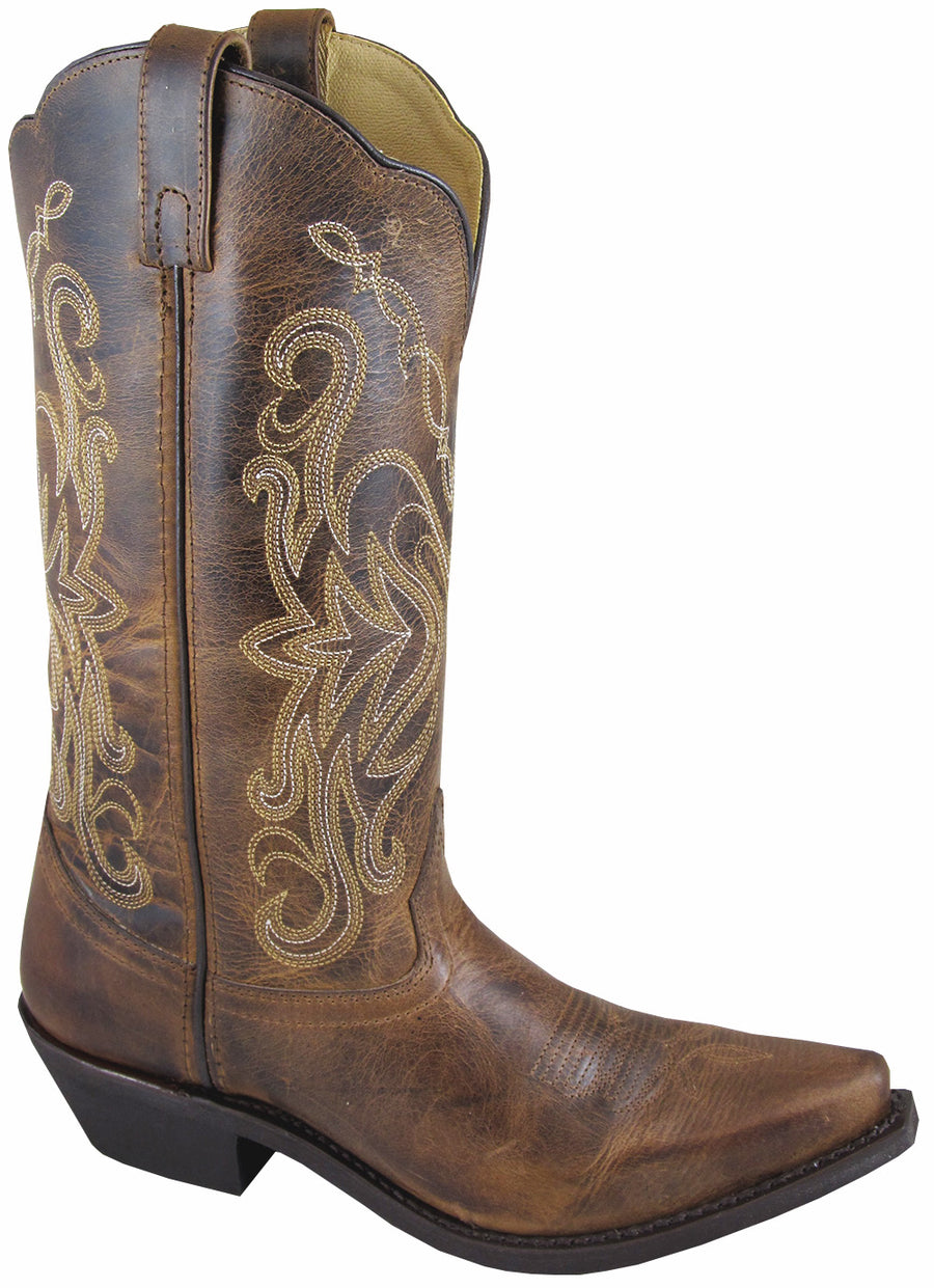 Smoky Mountain Boots Women's Western Snip Toe Cowboy Boot Madison Distressed Brown
