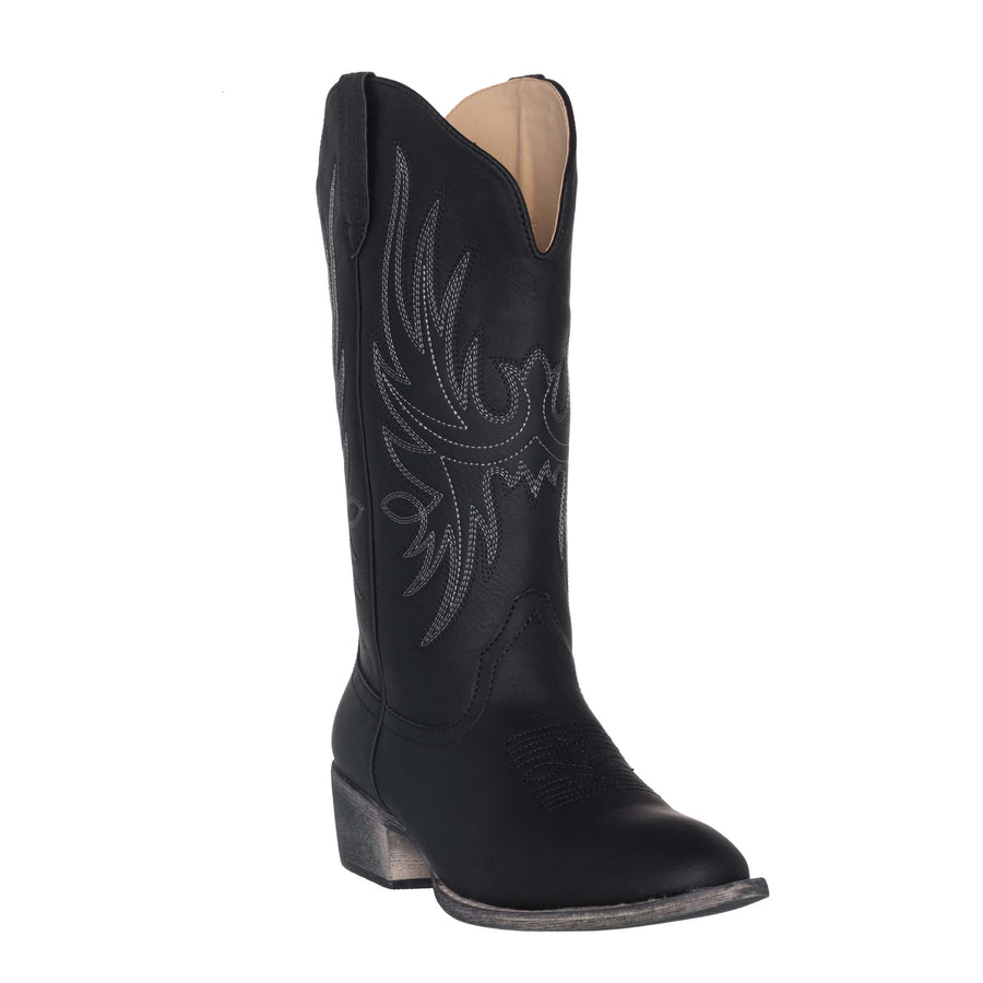 Women's Western Cowgirl Cowboy Boot | Black Cimmaron Round Toe by Silver Canyon