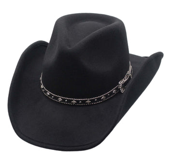 Men’s Wool Cowboy Hat Silverado Black Shapeable Western Felt Hats by Silver Canyon