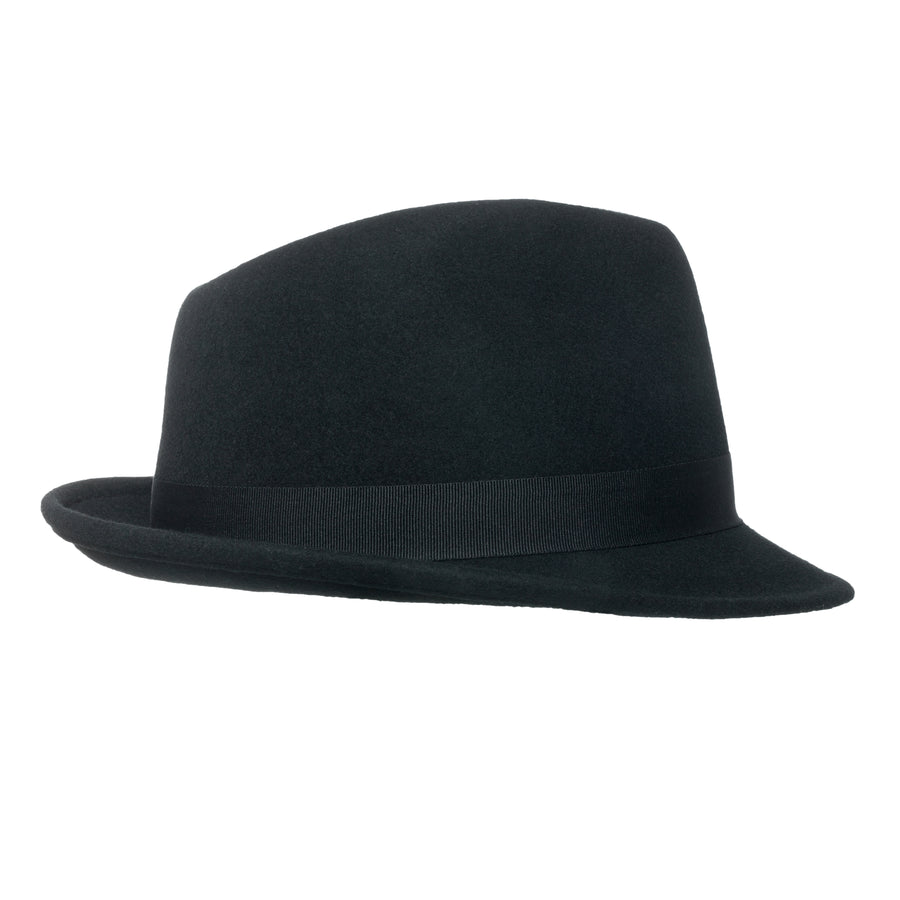 Men’s Wool Fedora Hat | York Black Crushable Snap Brim Wool Felt by Silver Canyon